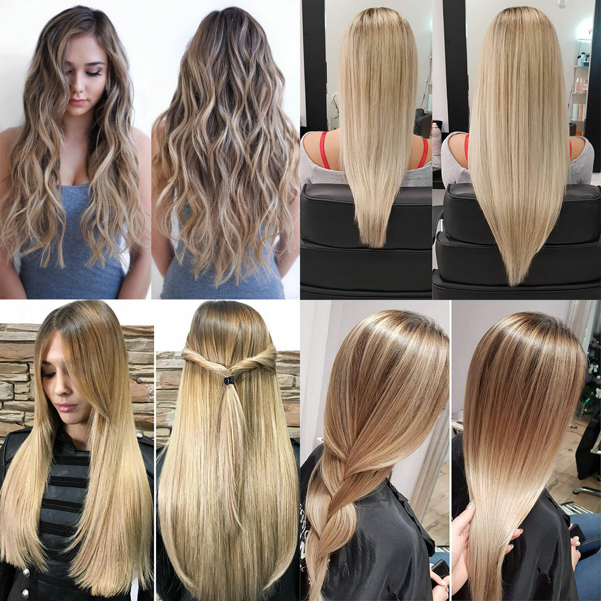 CLEARANCE Clip In 100% Real Human Remy Hair Extensions Full Head Weft Highlight