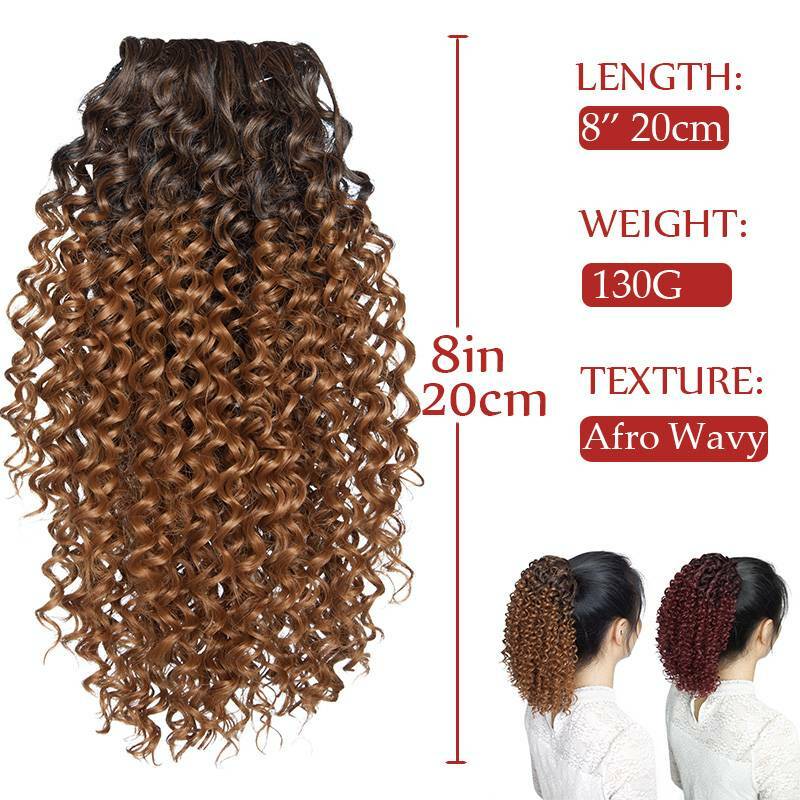 Extra Thick Curly Wavy Bun Drawstring Ponytail Hair Piece Extension Black Brown