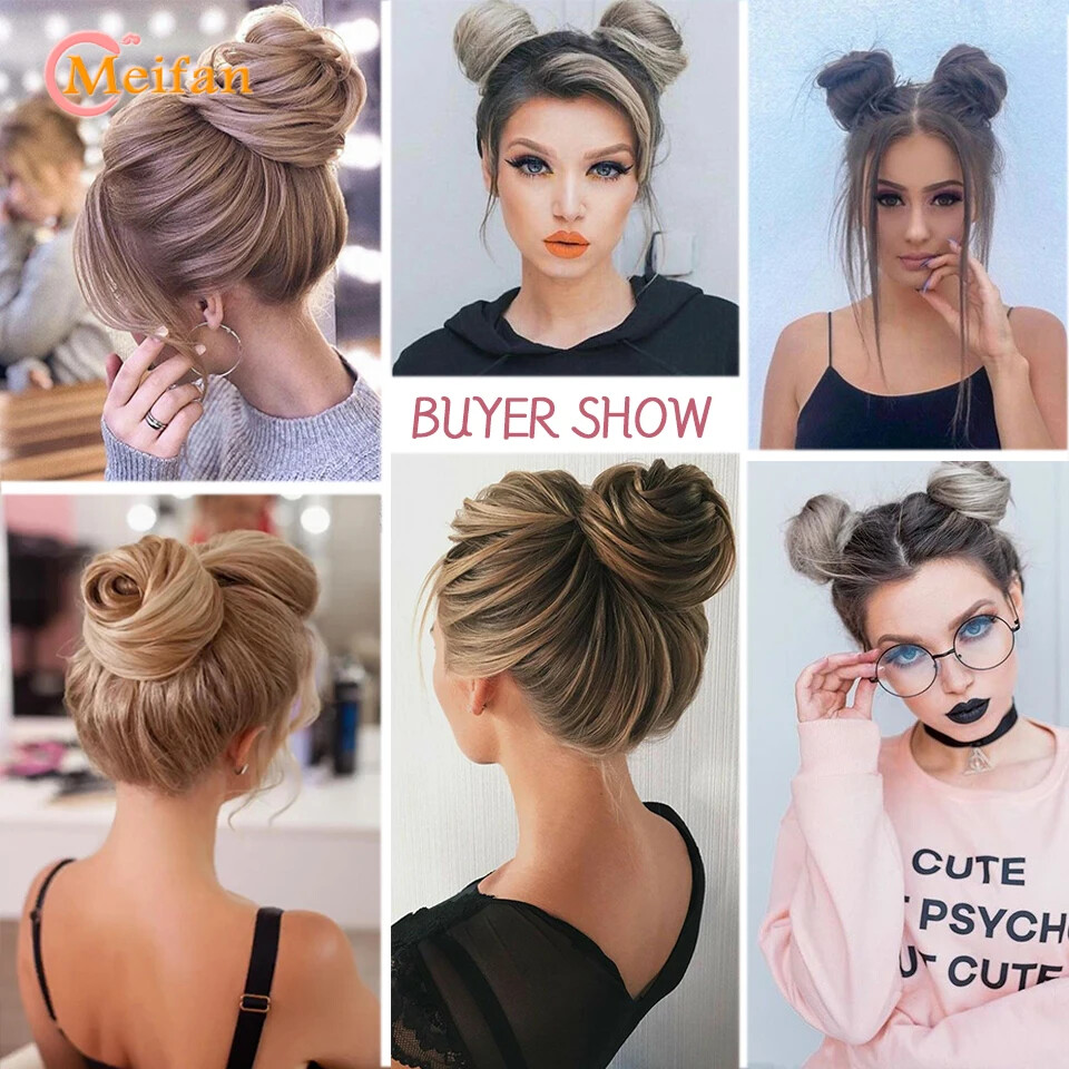Synthetic Elastic Rubber Band Hair Bun Clip in on Hair Tail Extension