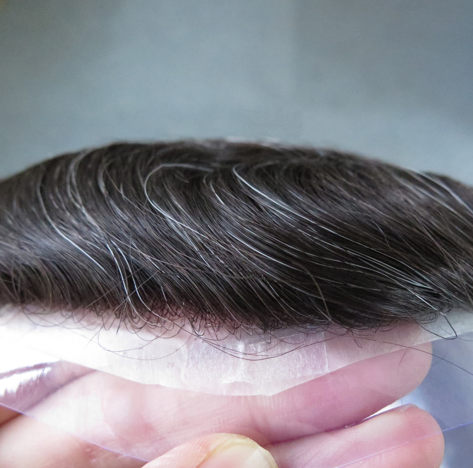 Mens Toupee Human Hair Replacement System 0.05mm Thin Skin Hairpieces BIO #1B10