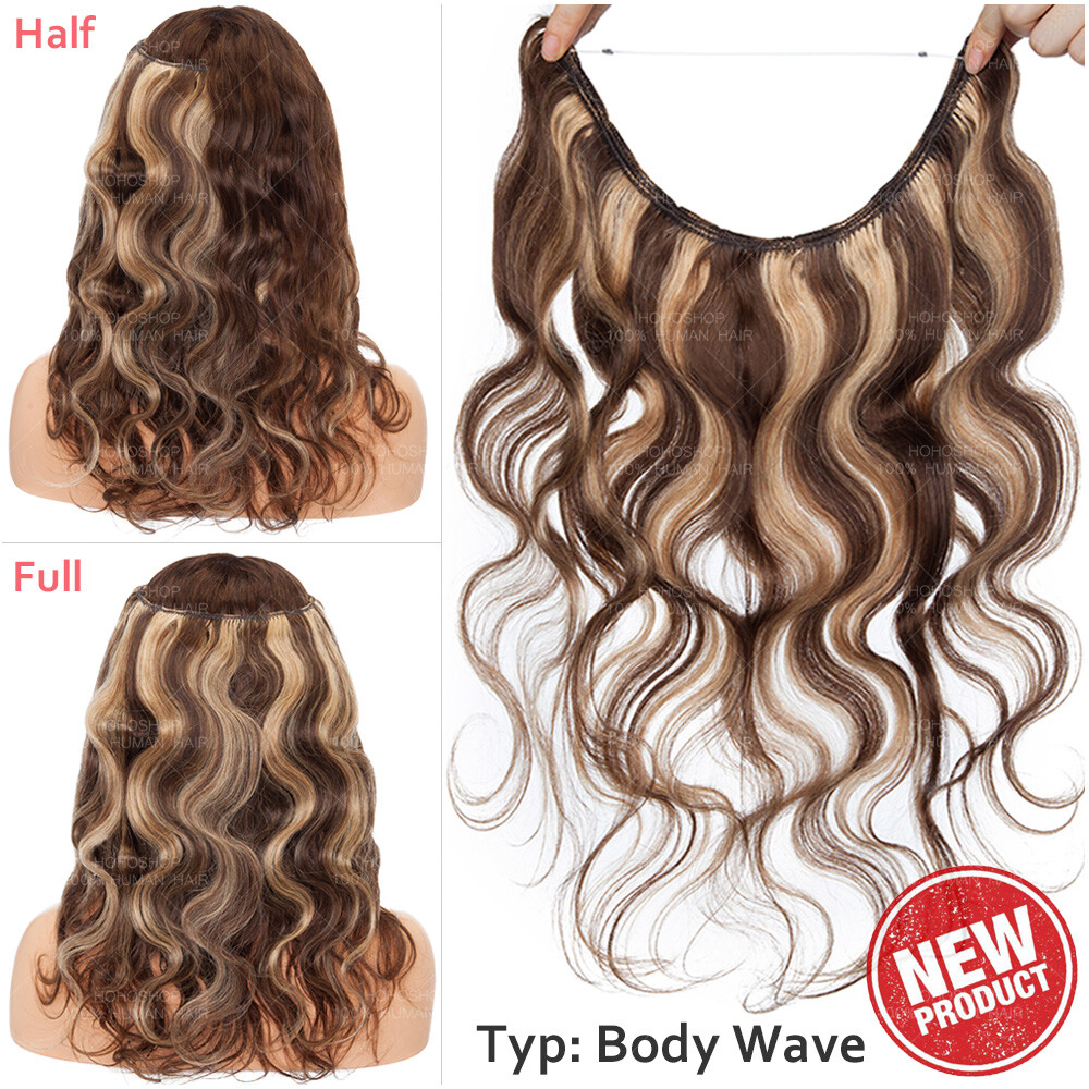 Wire In 100% Remy Human Hair Extensions Hidden Headband Thick Weft 16-24″