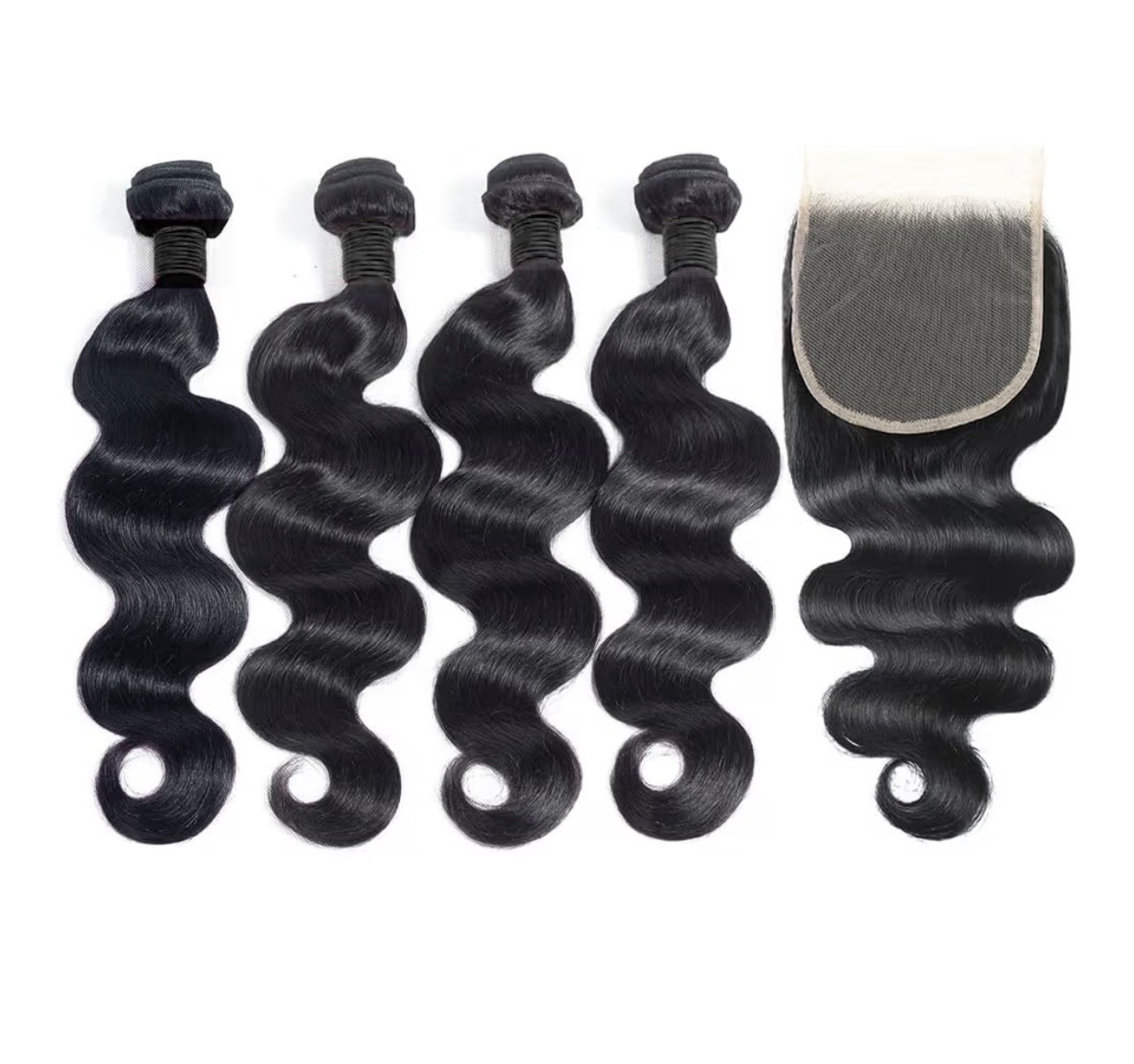 12A Human Hair Bundles with Closure, 18 20 22 24 +16in Brazilian Virgin Hair