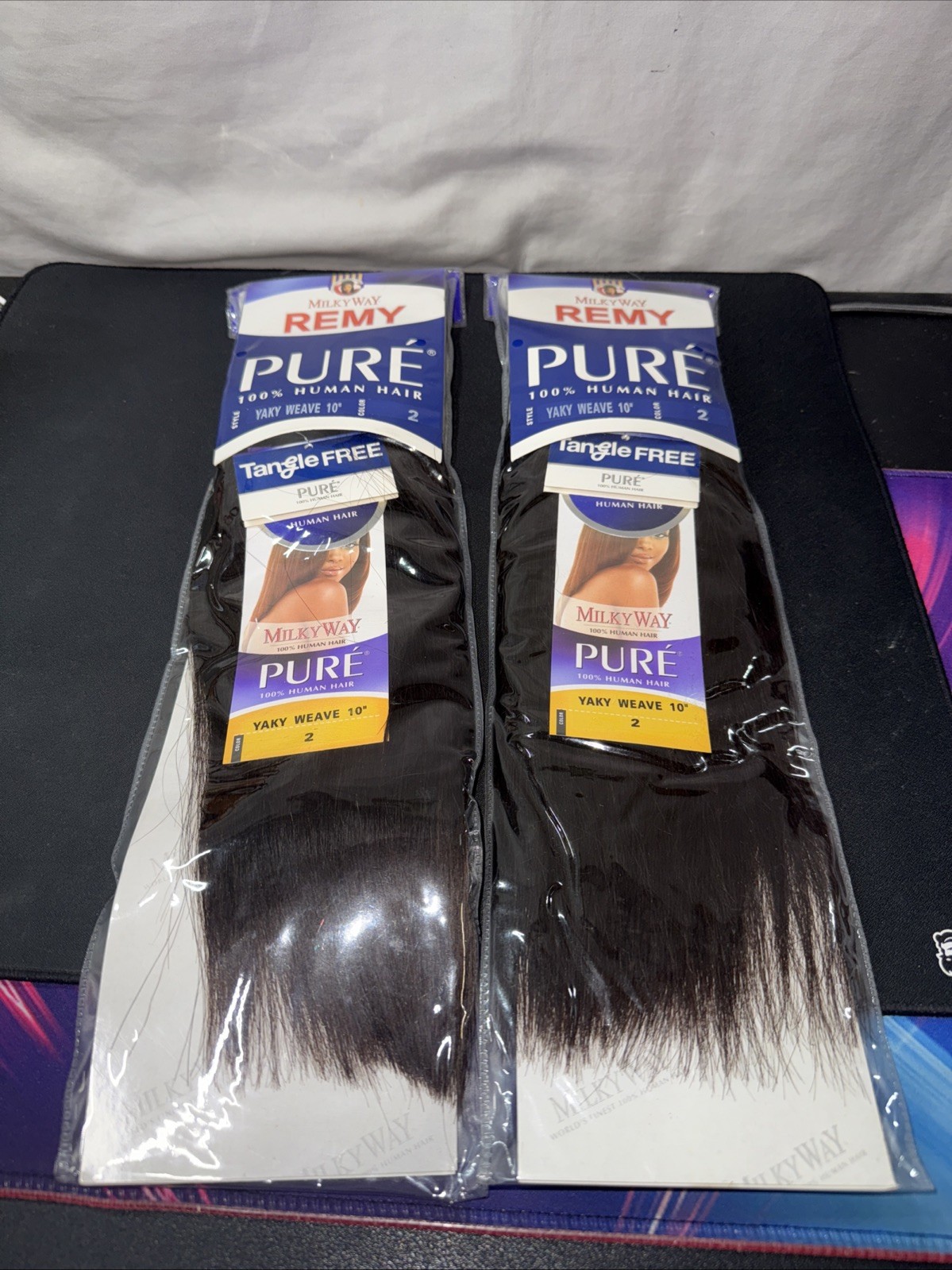 2 Packs Milky Way Remy Pure 100% Human Hair Yaky Weave 10”• Color 2