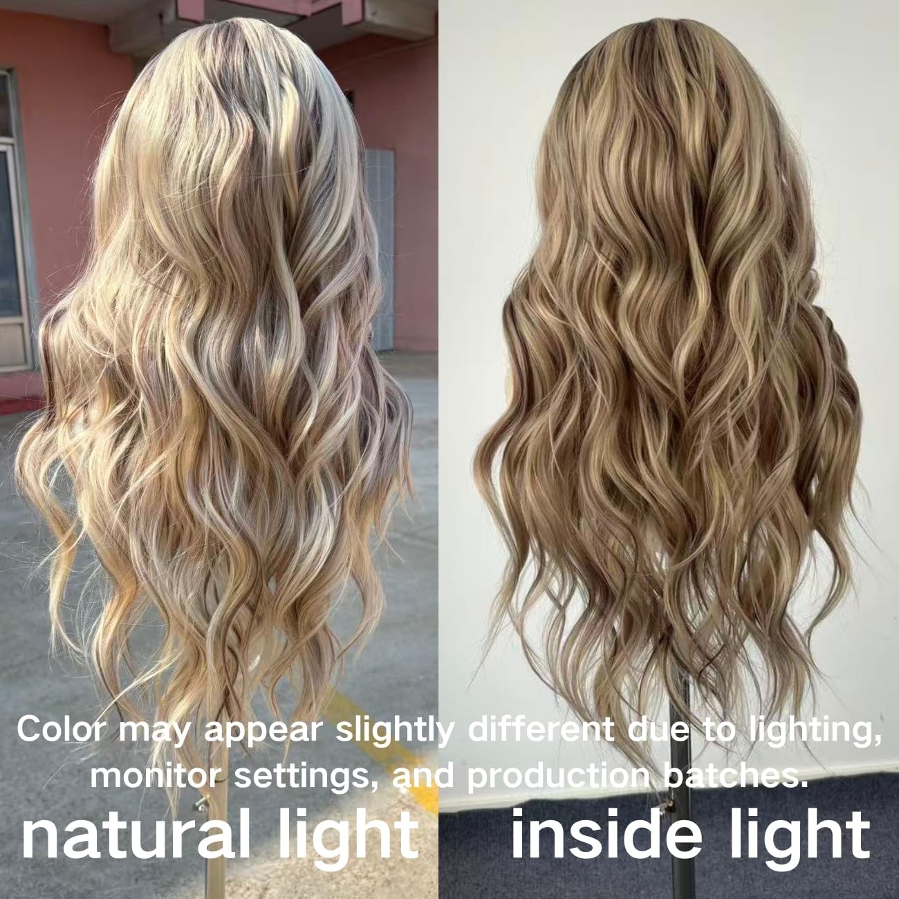 Highlight Ash Blonde Lace Front Wig Pre Plucked Glueless Long Wavy Brown Ligh