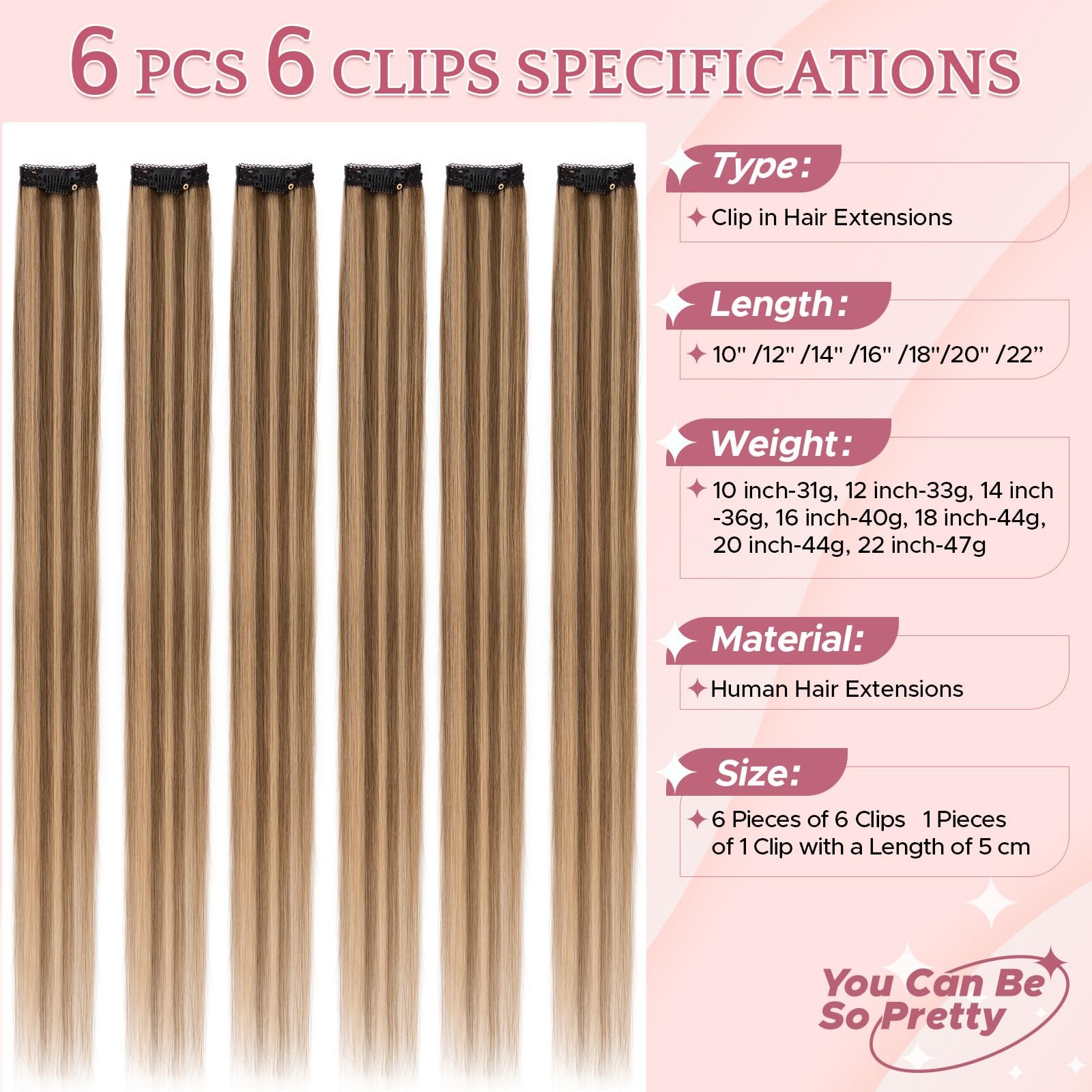 Segohair Clip In Hair Extensions Real Human Hair For Women 22 Inch 47G 6Pcs