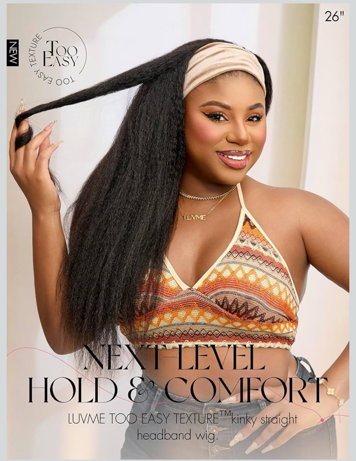 LUVME HAIR Headband Wig Human Hair Kinky Straight Drawstring Half Wig 16”