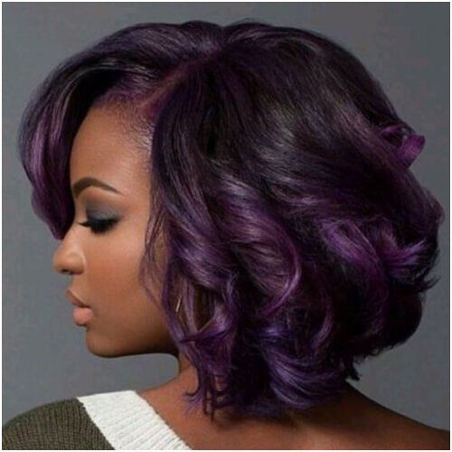Ombre Wave Dark Purple Bob Lace Front Wigs Human Hair Colored 13×4 Pre Plucked
