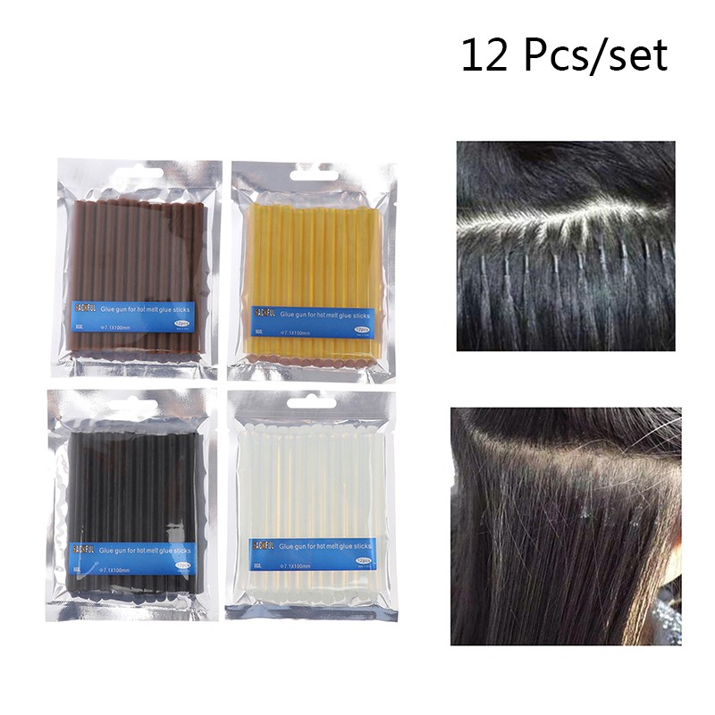 12 Pcs Hot Melt Hair Extension Keratin Adesive Glue Sticks Fusion Glue Styl lt1