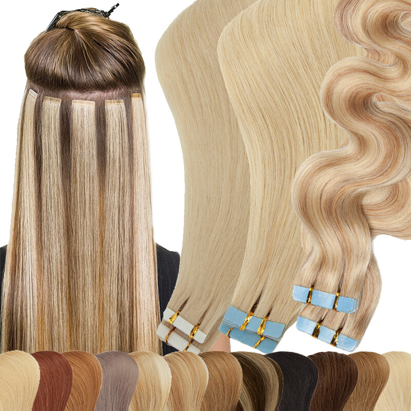 Thick 150G+ Tape In Remy Human Hair Extensions Full Head Skin Weft Silky Hair