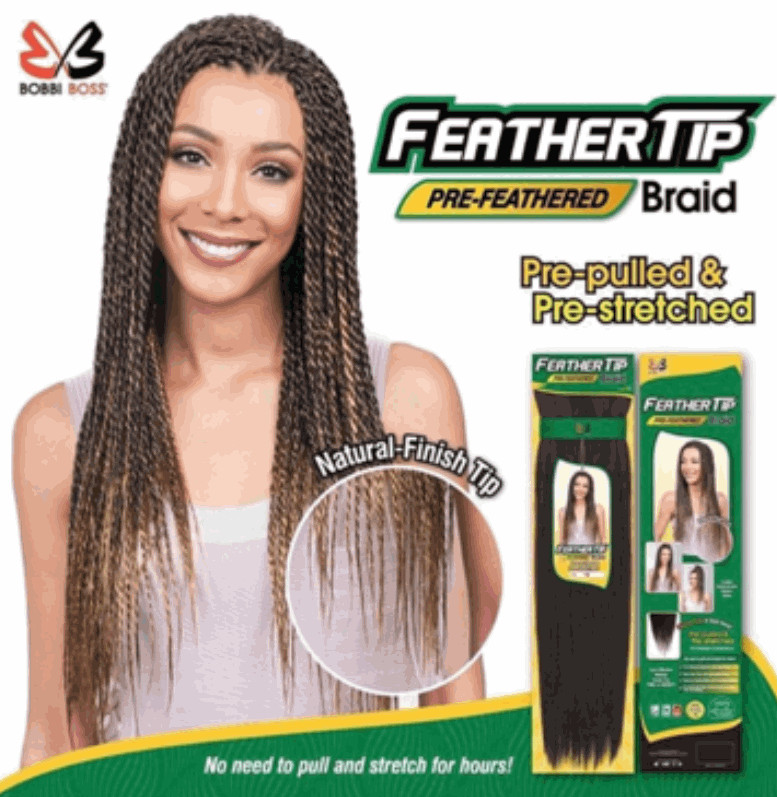 [6 Pack] Bobbi Boss Pre-Feather Tip Braiding Hair 100% Afrelle Kanekalon 3oz 54″