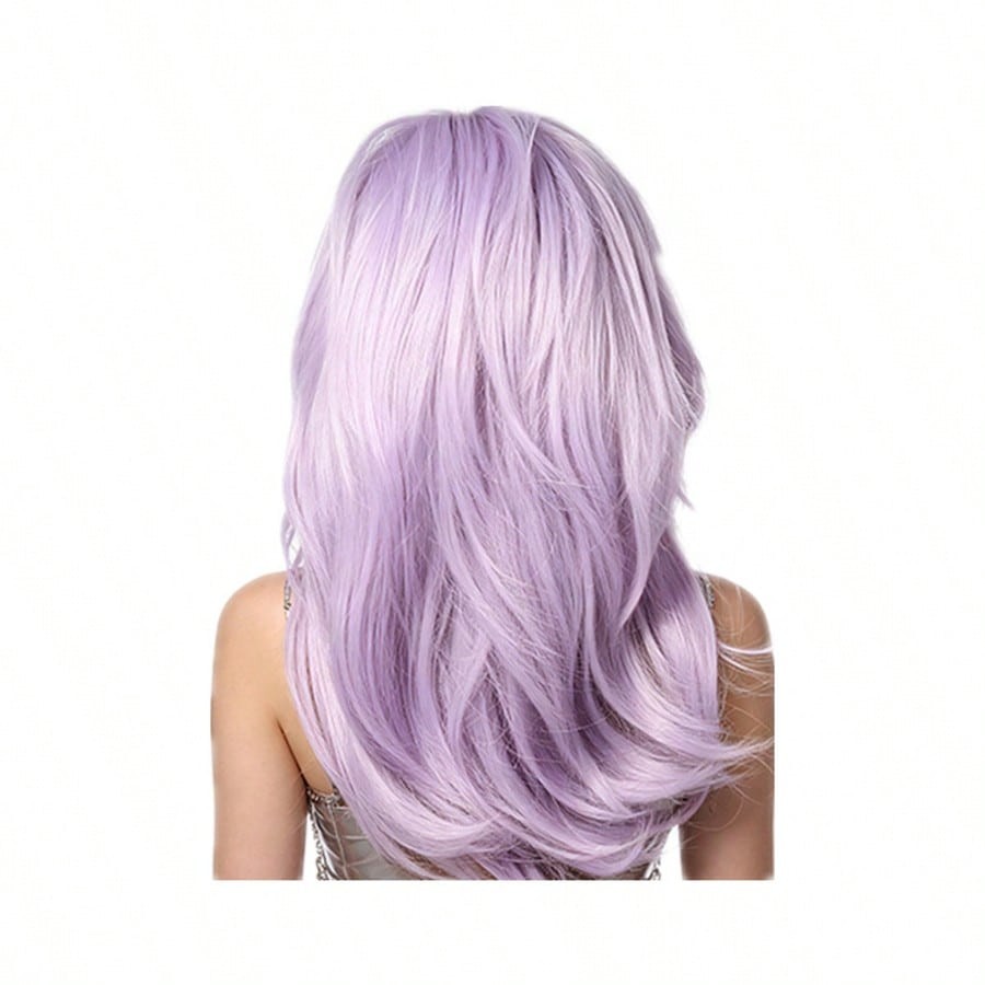 18Inch Long Layered With Bangs Light Purple Synthetic Fiber Shoulder Length Hair