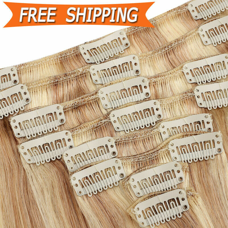Clip In On Human Hair Extensions Double Weft Weaving Remy Indian Thick Clip Hair