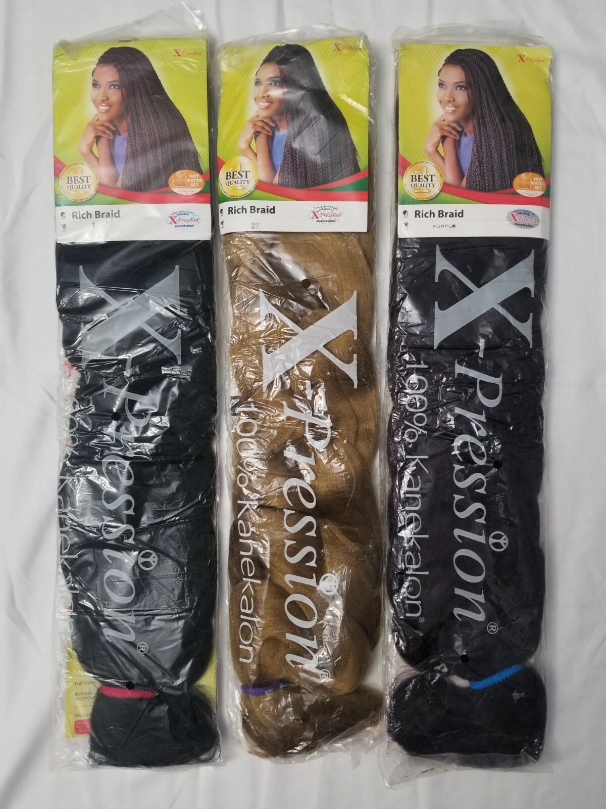 3 XPression Rich Braid 240g by 75″Long Braiding Hair 100% Kanekalon 1, 27, Pur