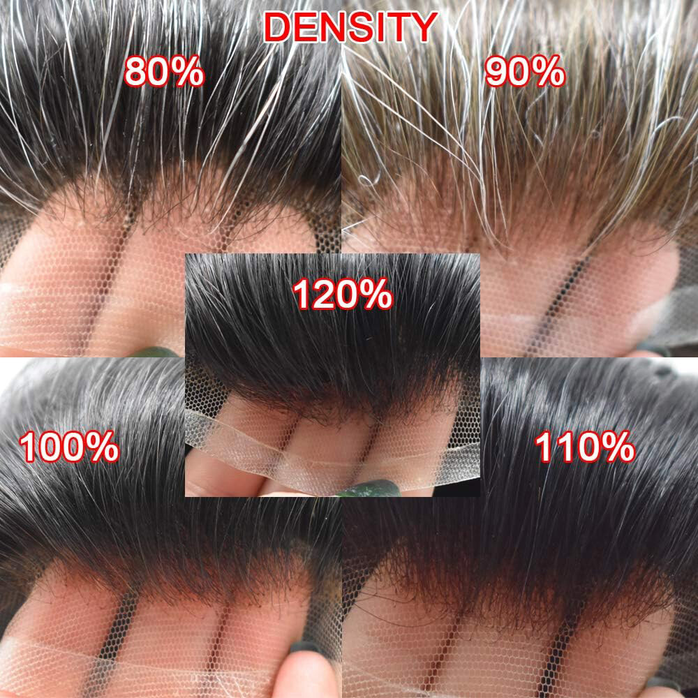 Men Toupee Human Hair Replacement System V-loop Super Thin Skin PU Hairpiece Wig