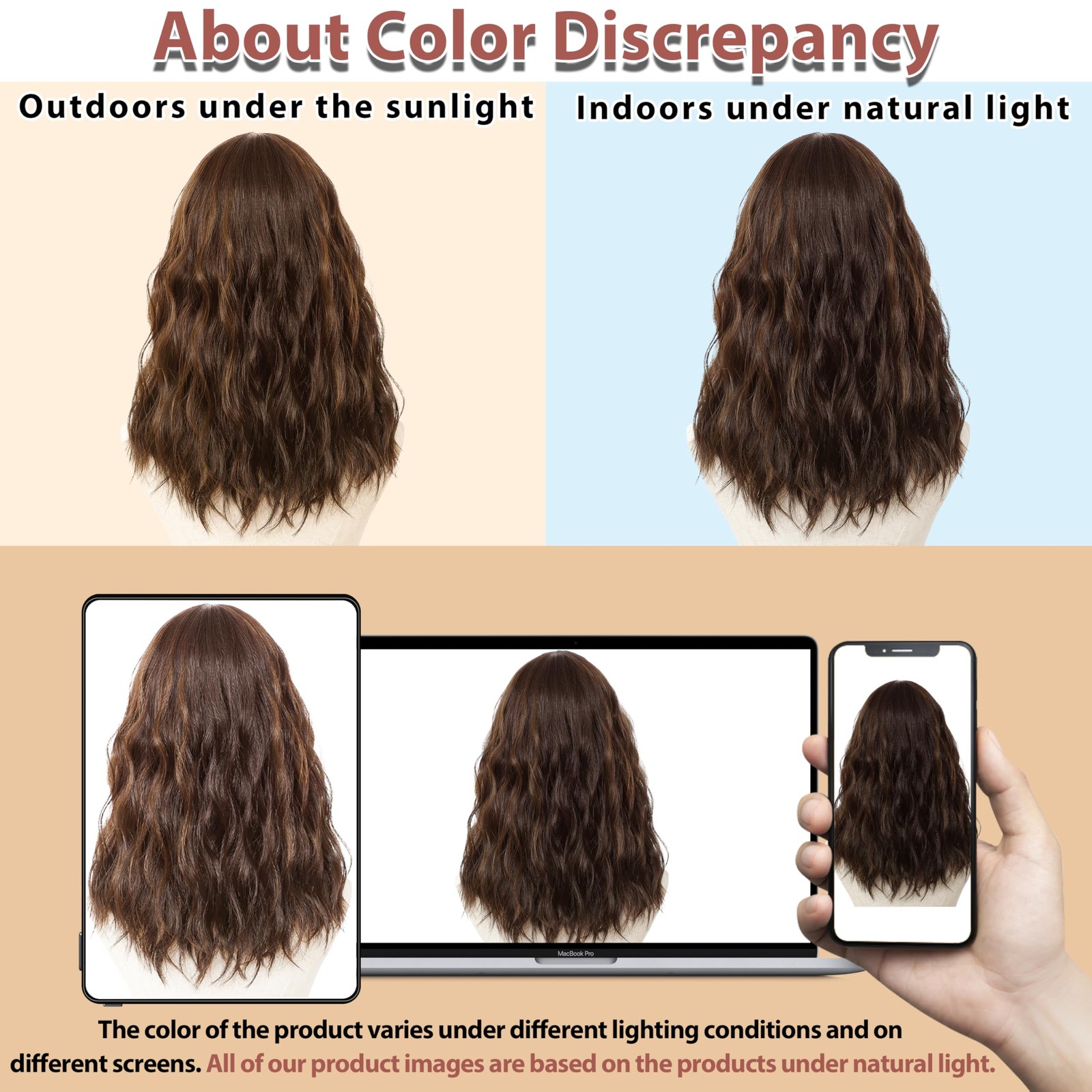 Wig 18 Inch Medium Length Wigs for Women Middle Part Synthetic Hair Wavy Wig …