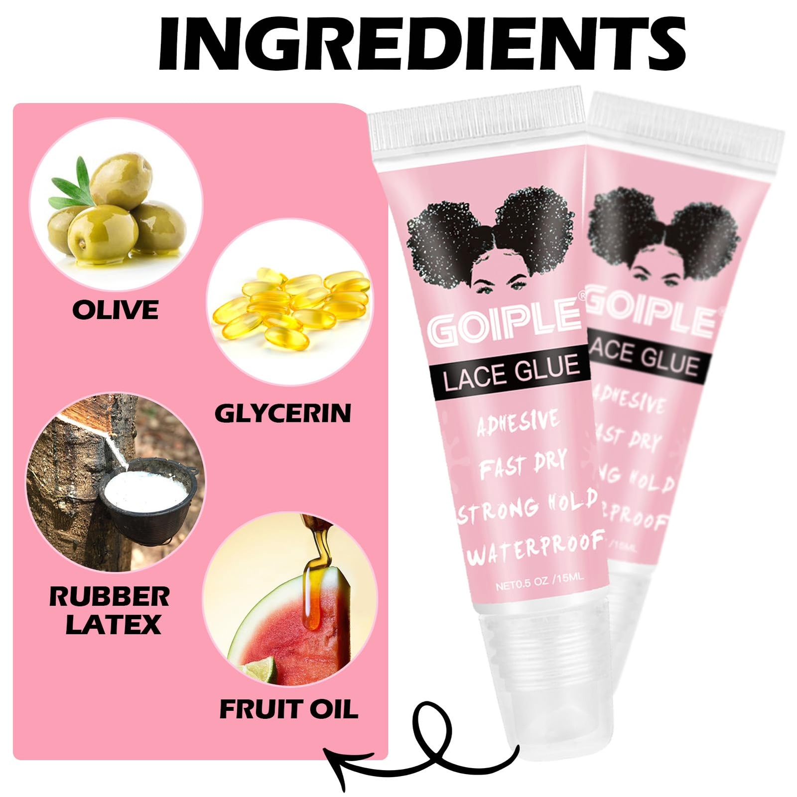 Waterproof Lace Front Wig Glue 0.5 OZ Strong Hold Adhesive 4PCS