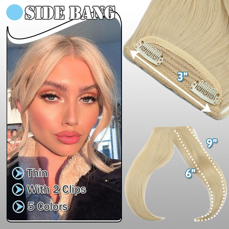 US Neat Fringe Bangs Hairpiece Clip in Short Real Natural False Hair Extensions