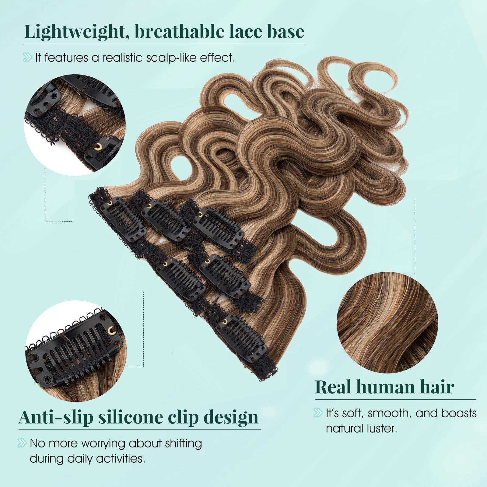 Benehair 6 Pcs Clip In Short Hair Extensions 100 Real Human Hair For Women