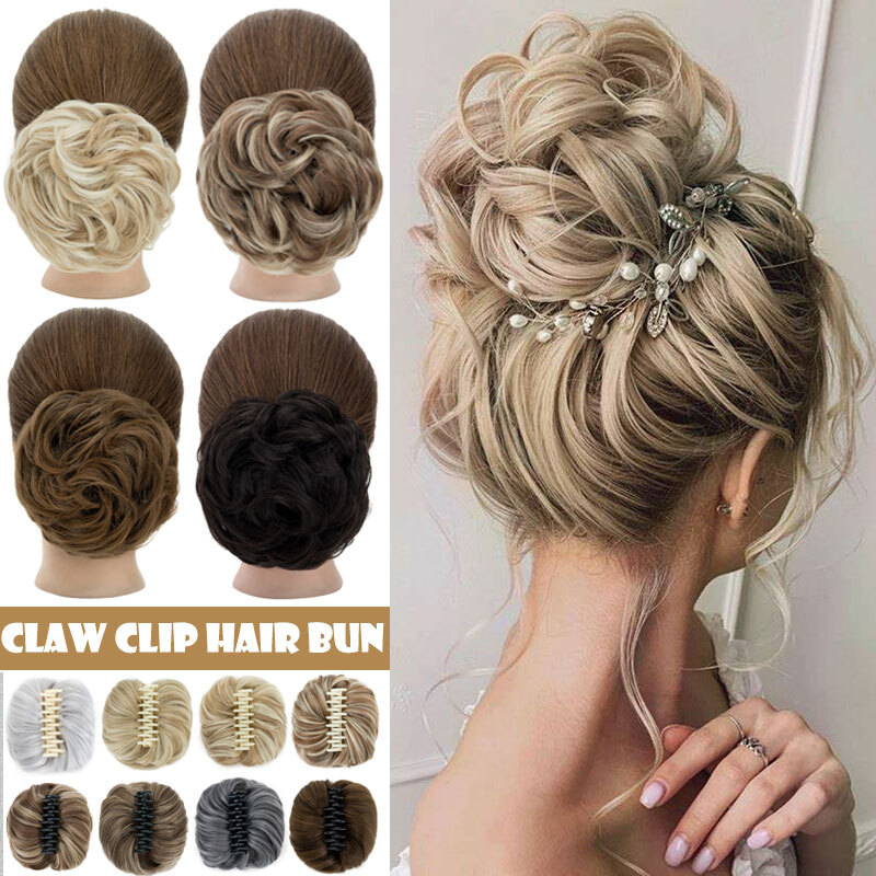 Jaw Claw Clip Curly Bun Hair Piece Clip In Ponytail Scrunchie Hair Extensions US