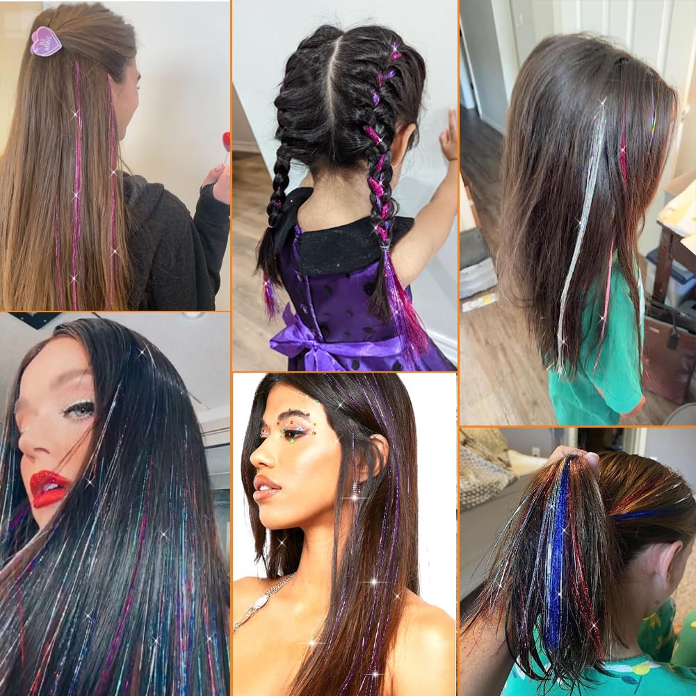 Hair Tinsel Kit (20 Colors, 8800 Strands, 48 48 Inch, 20 Colors