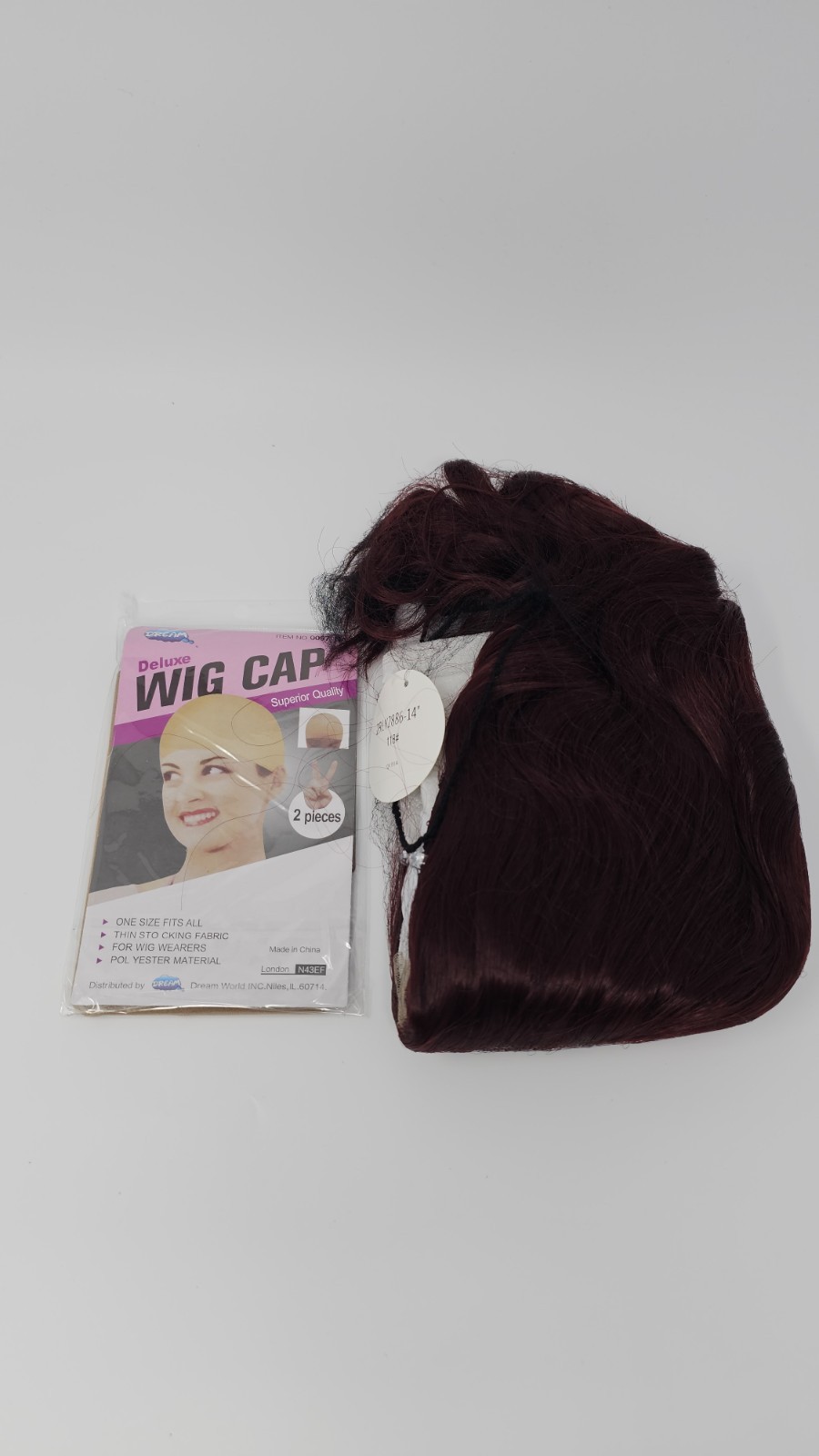 EAWWII Short Wavy Wig Lace Hair Synthetic 14 Inch – Wine Red