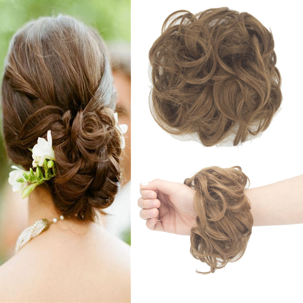 Curly Messy Bun Hairpiece Scrunchie Wrap Ponytail Updo Wrap Hair Extensions USA
