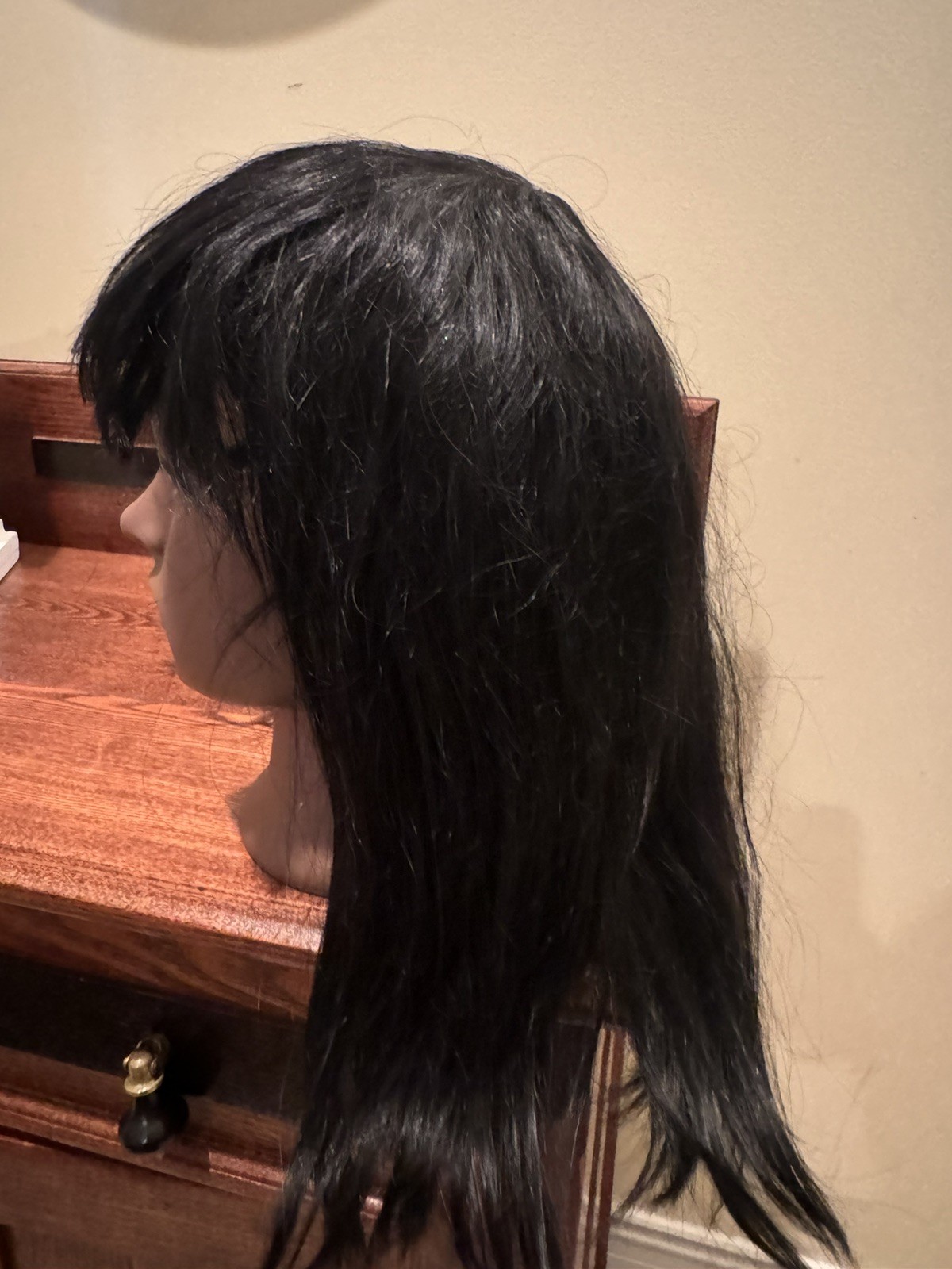 18-20” straight Human Hair Wig Natural Black see notes