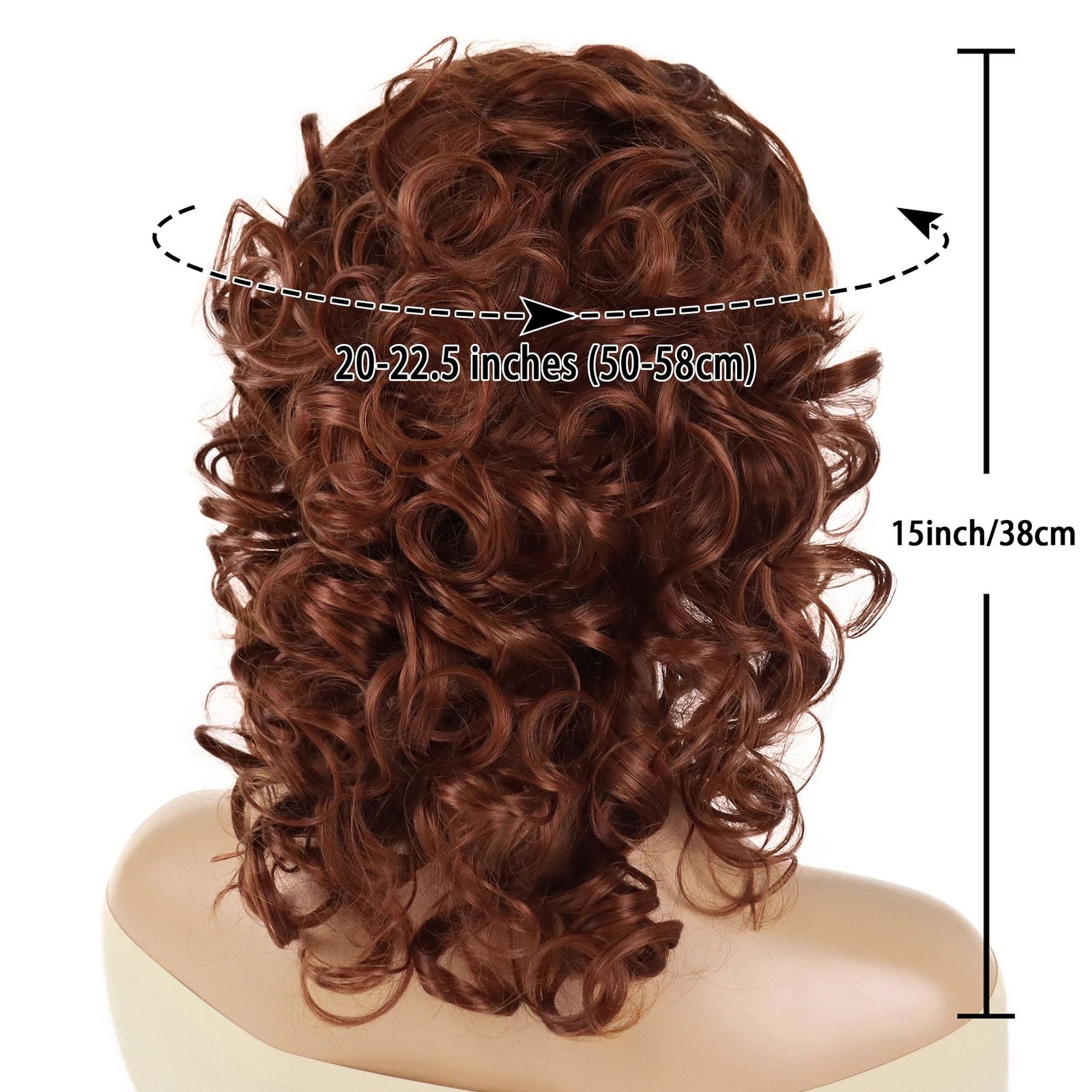 GNIMEGIL Shoulder Length Wigs For Women Auburn Curly Wig With Bangs Loose Wav…