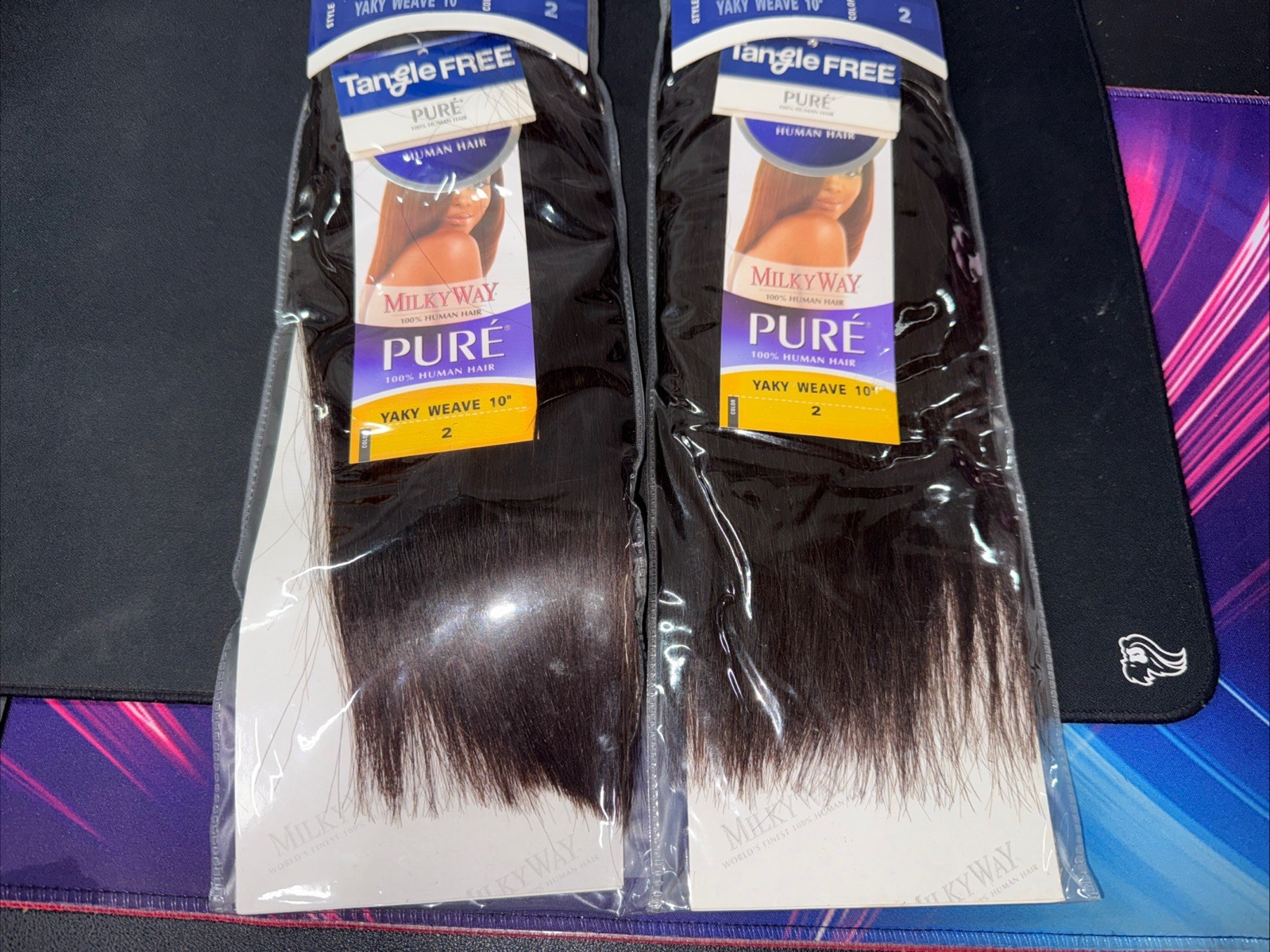 2 Packs Milky Way Remy Pure 100% Human Hair Yaky Weave 10”• Color 2