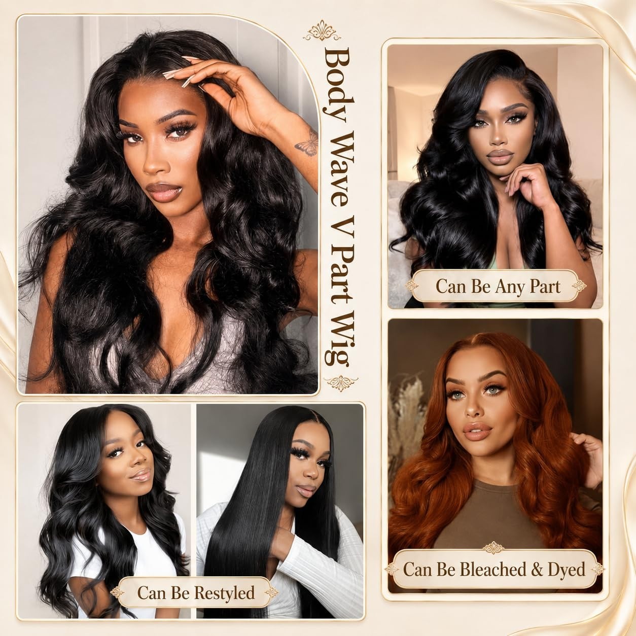 18 Inch Body Wave V Part Wig – 220% Density, Glueless Clip-In Half Wig for Women