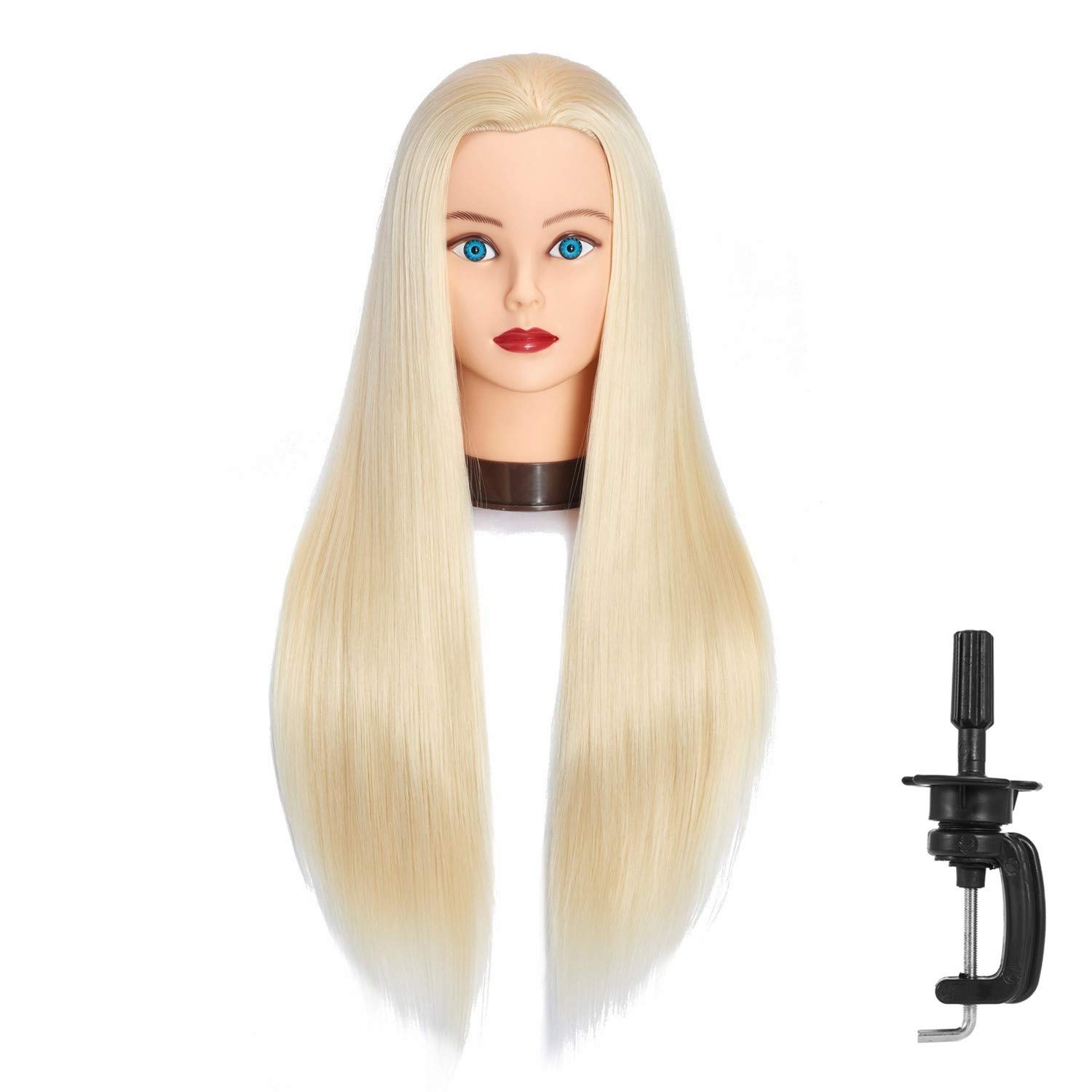26″-28″ Long Hair Mannequin Head Synthetic Fiber Hair Hairdresser Practice St…