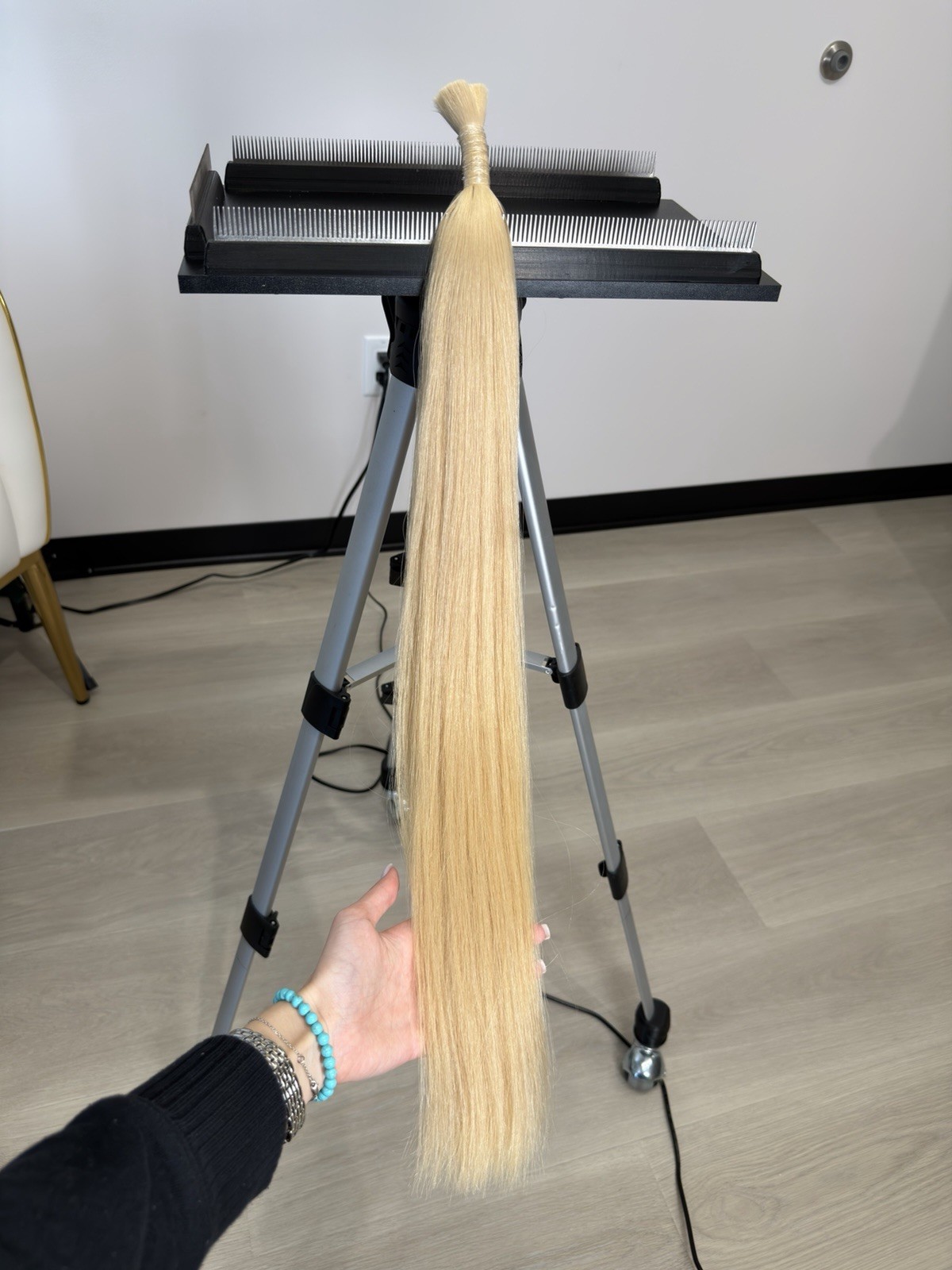 Light Blond Straight Human Hair Extensions bulk 65cm 103g