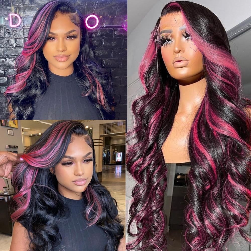 Keabalo Ombre Lace Front Wig Human Hair Skunk Stripe Human Hair Wigs 13X4 Hd