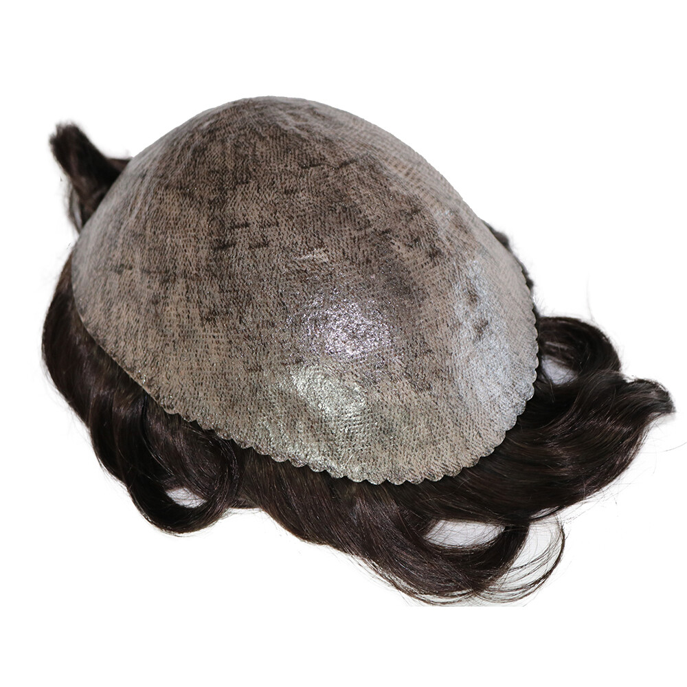 Nice 12mm Curly Men Toupee Human Hair Durable Thin Skin Full Pu Base Male Wig