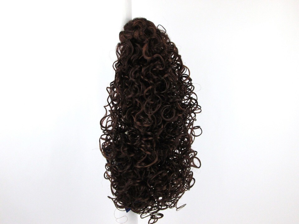 15″ LONG SPIRAL CURLS CURLY HAIR PONYTAIL HAIRPIECE CLAW CLIP WET LOOK POPPY