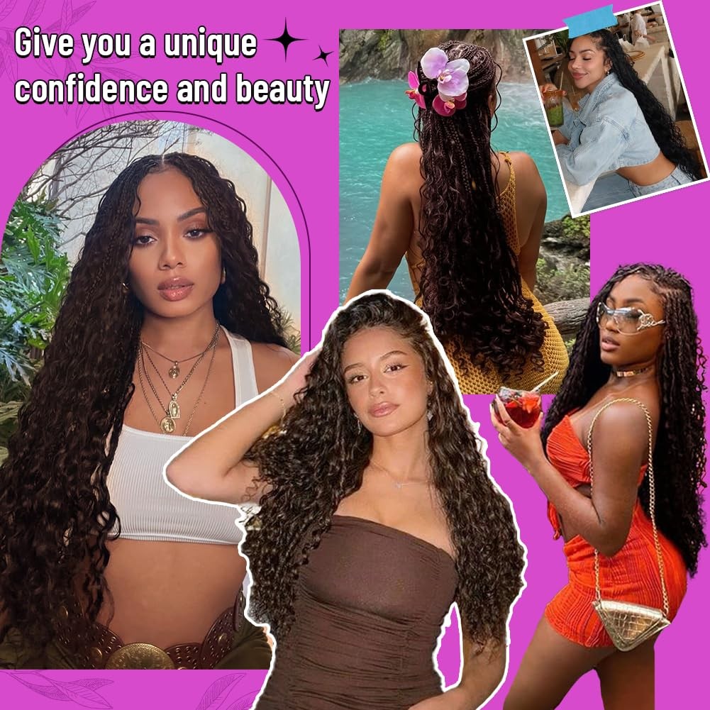 100% Human Boho Braiding Hair Deep Wave Bulk No Weft 18″ #4 Brown 3 Bundles