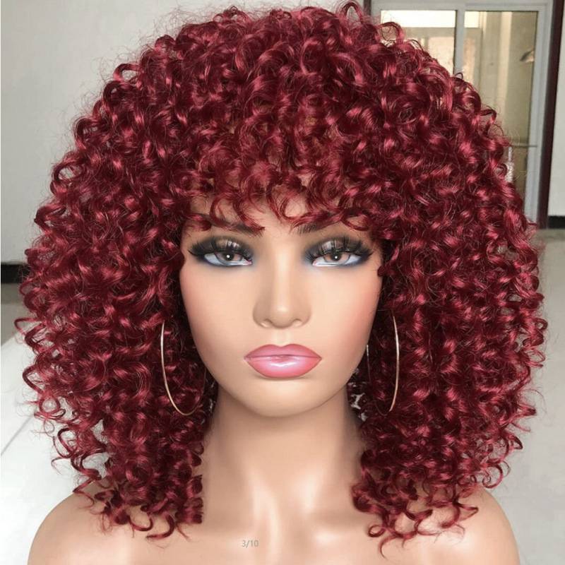 Curly Hair Wigs Cosplay SA Brazilian Fancy Short Full Wig Women Afro Curly Kinky