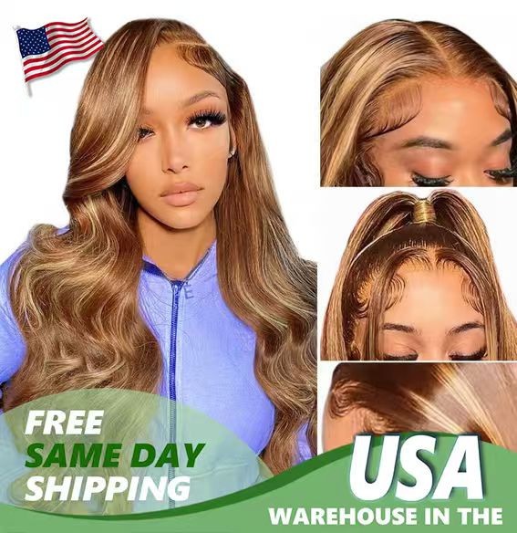 13×4 Body Wave Honey Blonde Transparent Lace Wigs Human Hair Lace Front Wigs
