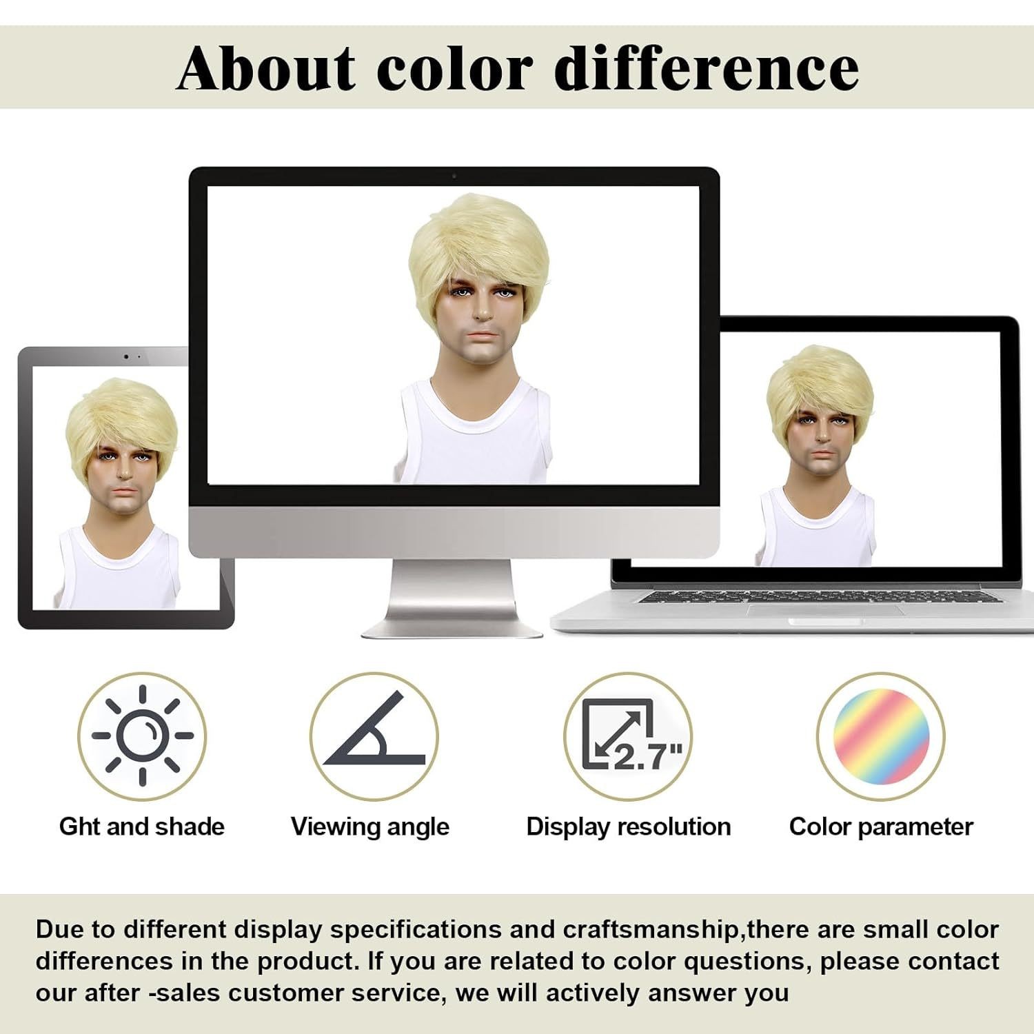 Golden Short Straight Wig for Men Fashion Synthetic Hair Wig Daily Casual