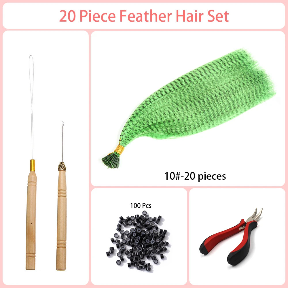 Heat Resistant Synthetic I-Tip Faux Feather Hair Extensions Pack For Women