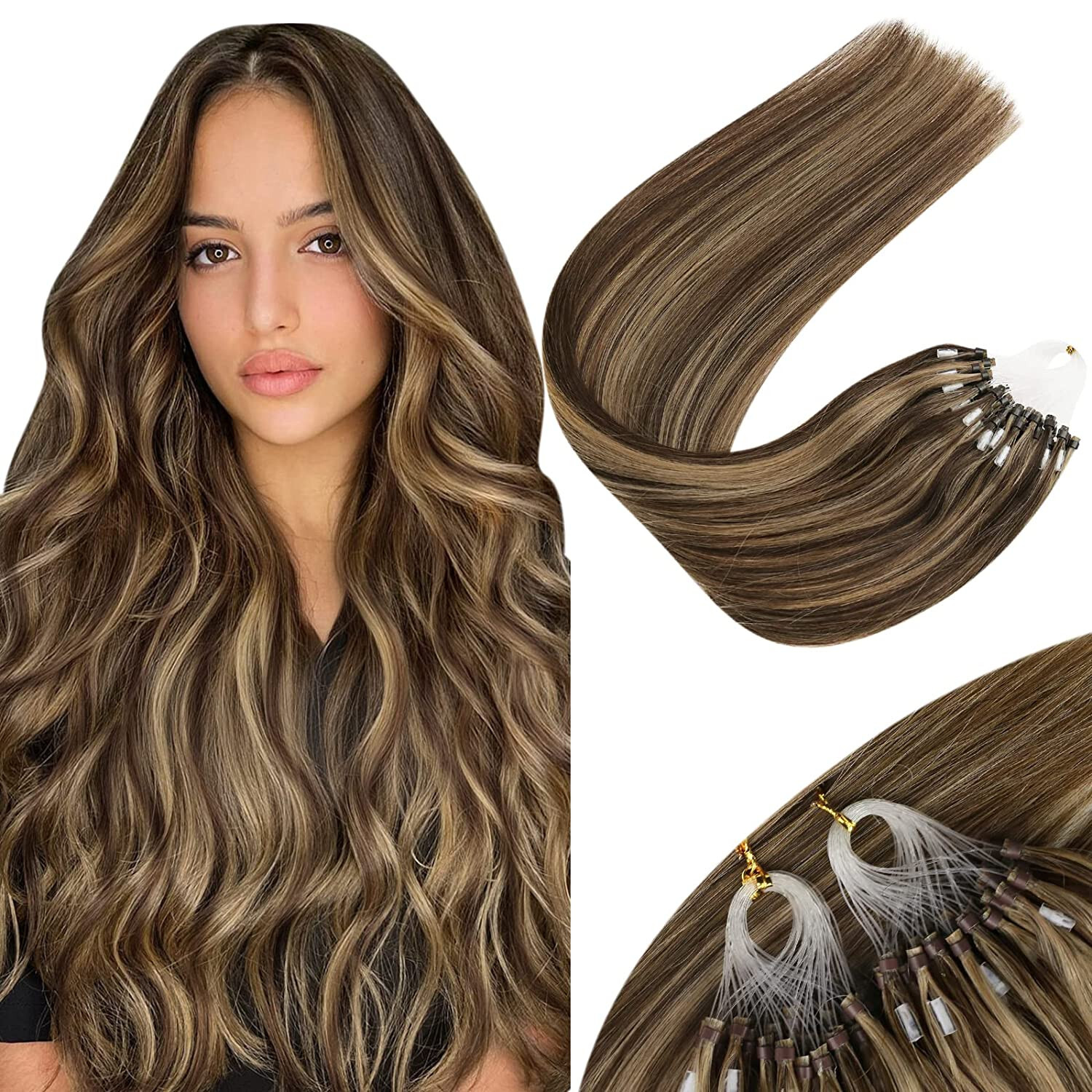 Micro Beads Hair Extensions Real Human Hair Micro Loop Link Remy Hair 16-26inch