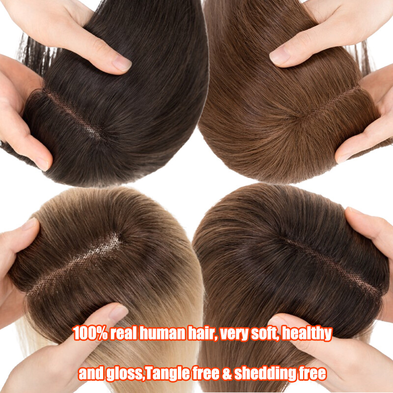 Handmade Silk Base Mono Cap Virgin Human Hair Topper Hairpiece Wigs Remy Toupees