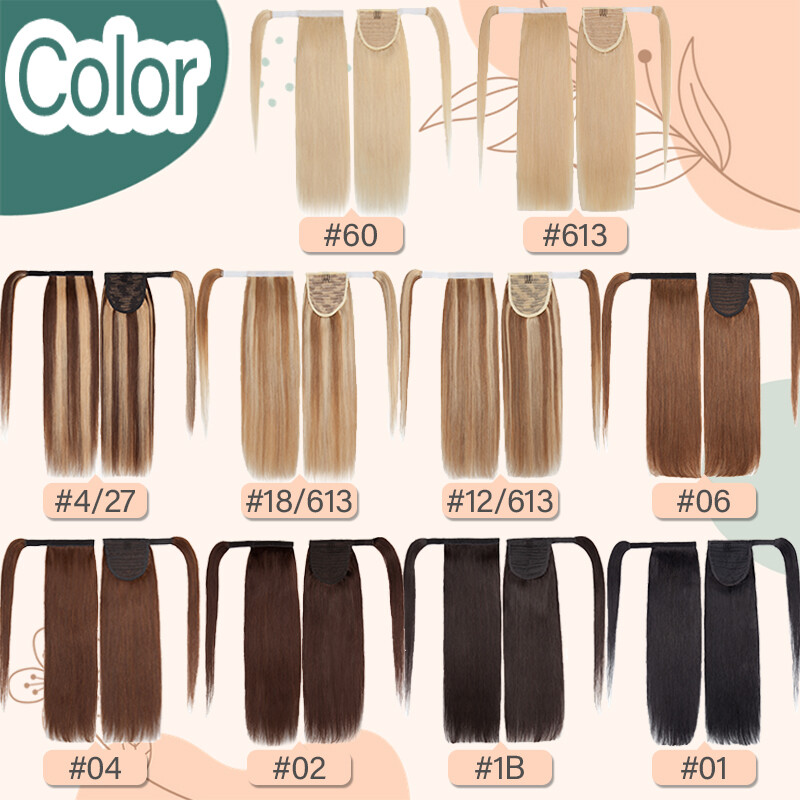 Ponytail Extensions Claw On/Clip In 100% Real Remy Human Straight Long Hair 22IN
