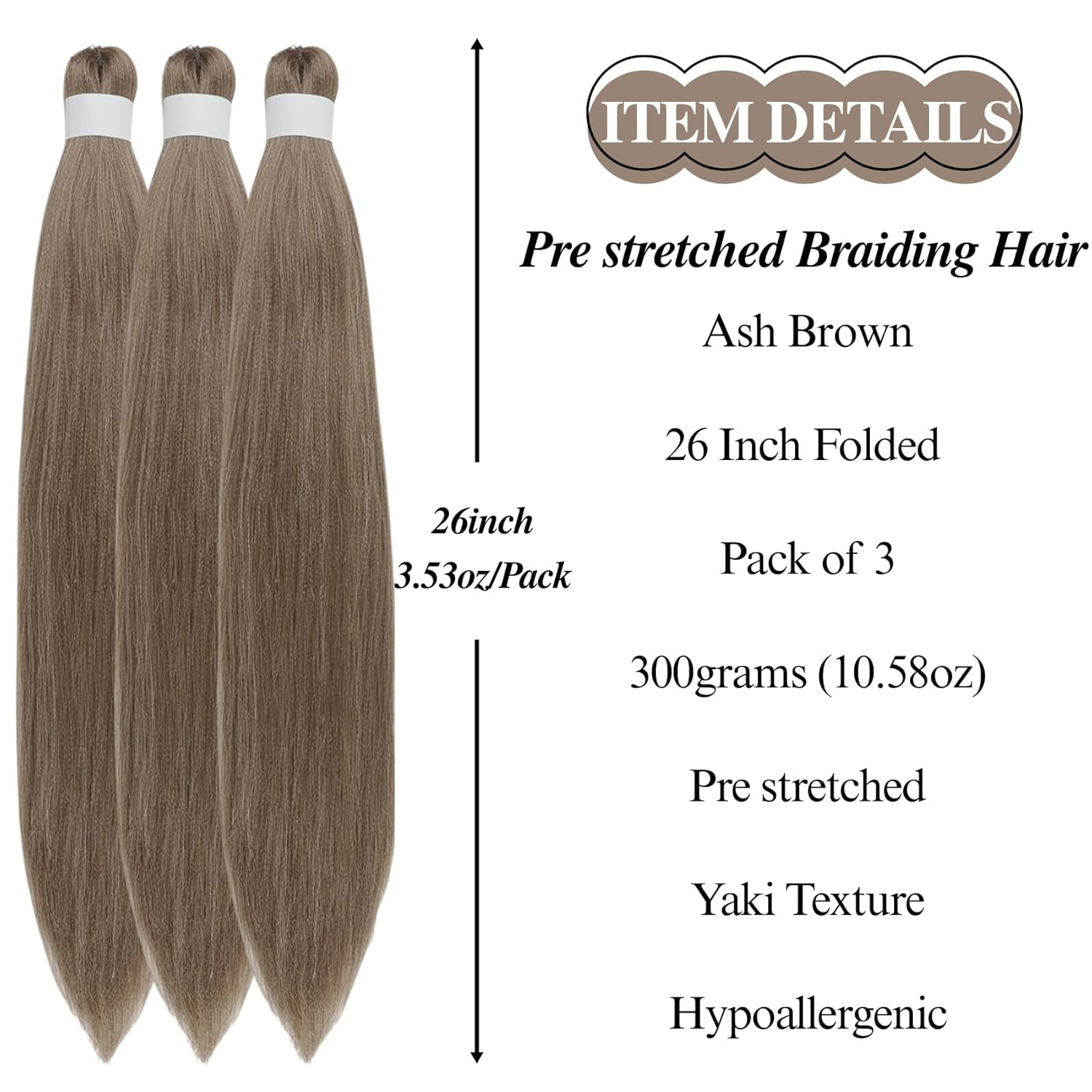Brown Ash Braiding Hair Pre Stretched Ez Braid Braiding Hair for Braids