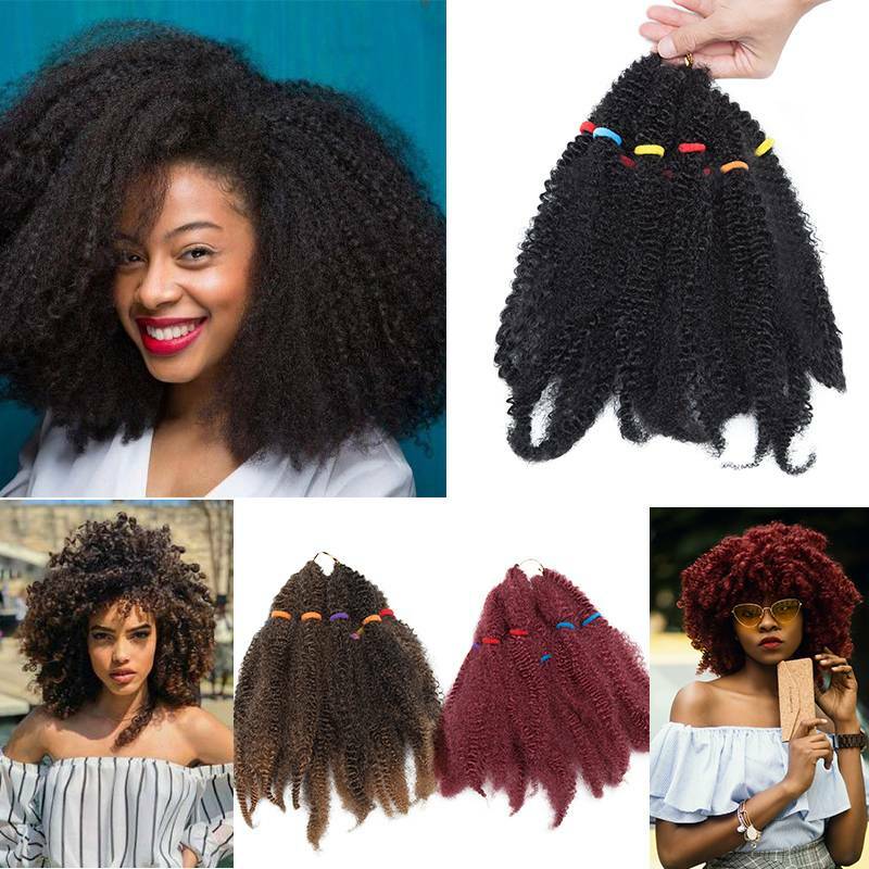 Natural Bob Marley Kinky For Twist Crochet Braid Hair Extensions Curly Afro Hair