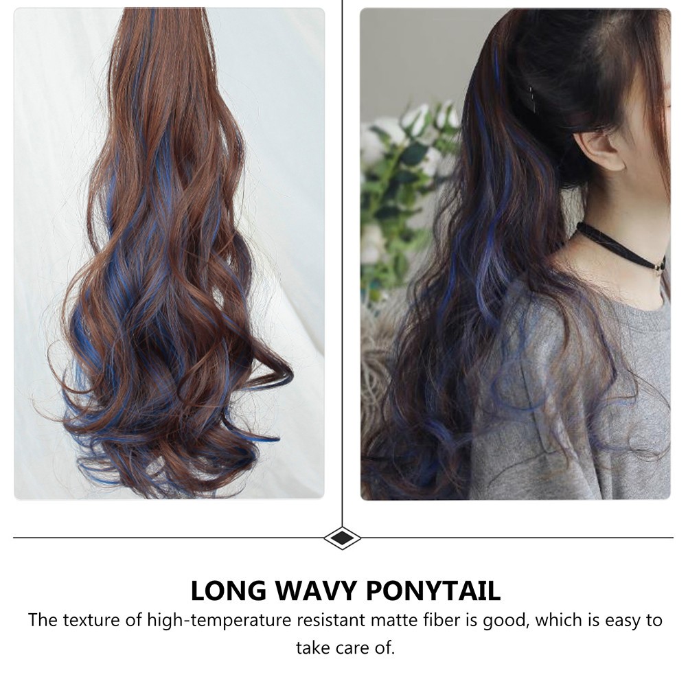 1Pcs Durable Wave Ponytail Clip Soft Breathable Light Brown Fiber Wig
