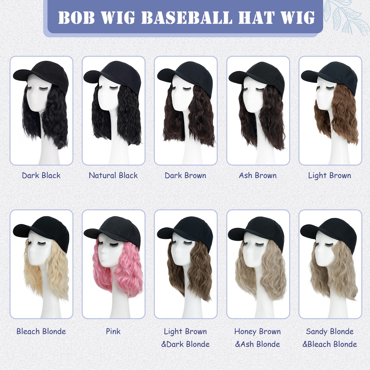 Beanie Hat Wig with 8/11/16/18″ Synthetic Straight&Curly Wavy Hair Knitted Cap