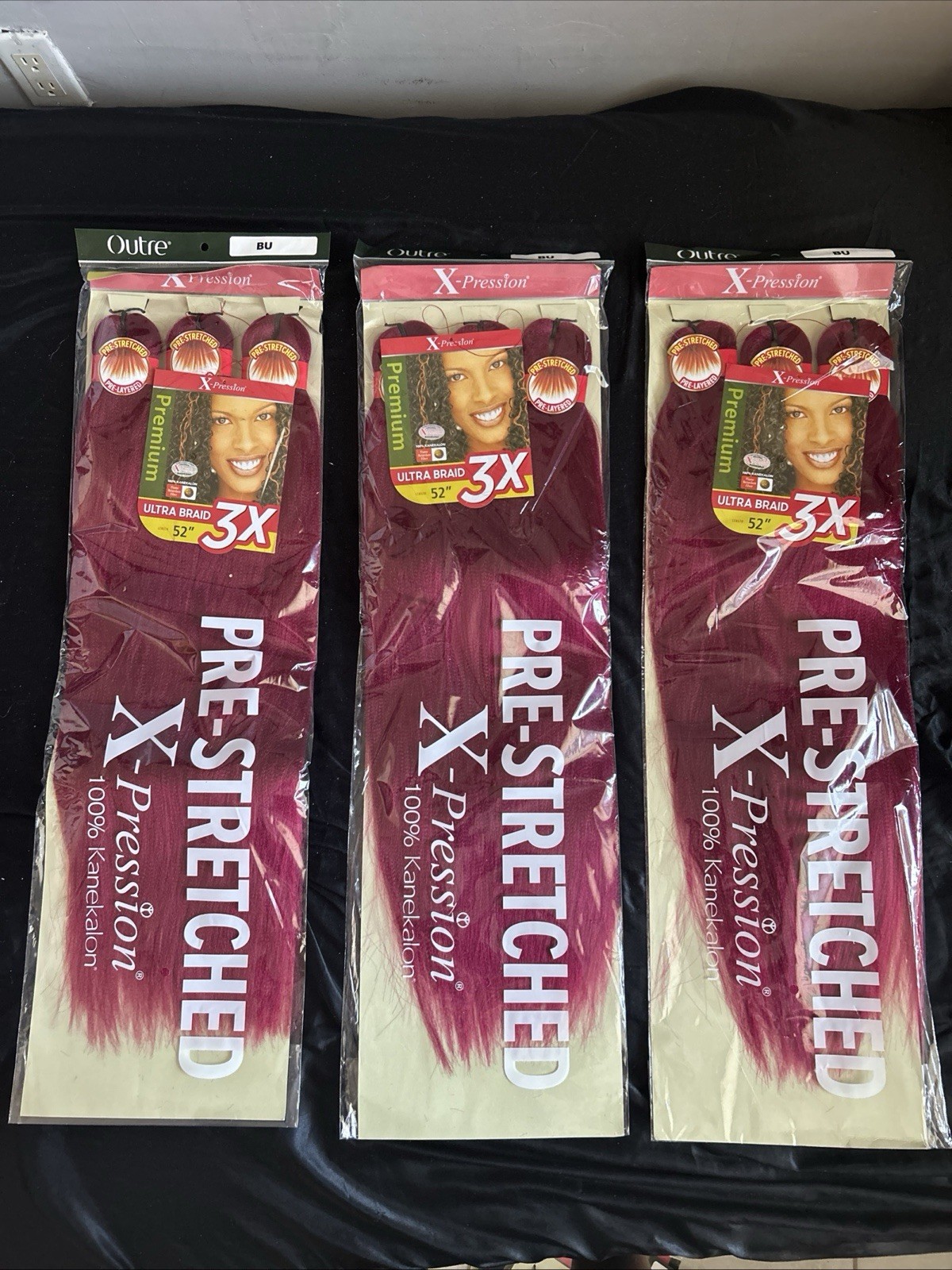 Outre 3x Xpression Pre-Stretched Braid 52in Burgundy