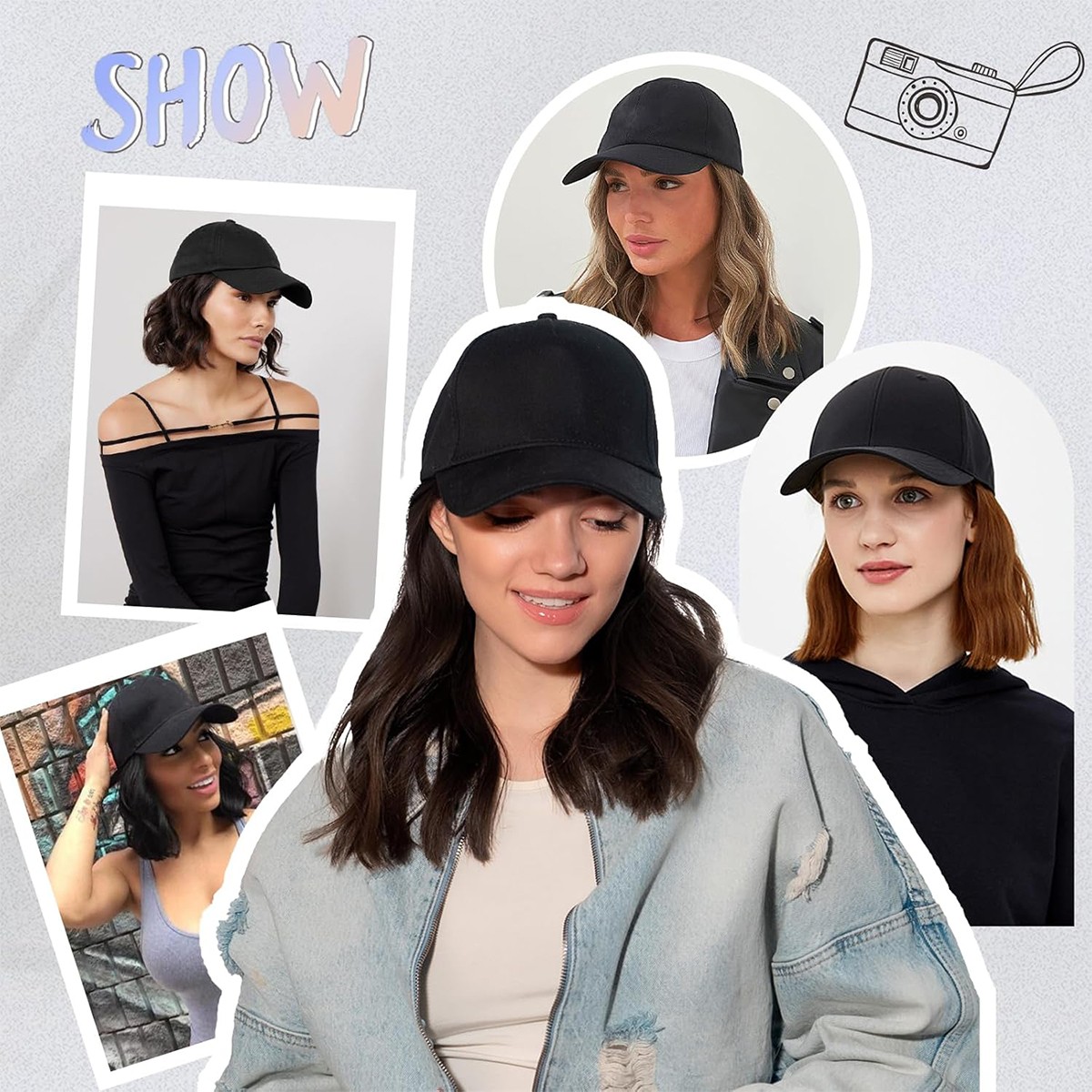 Beanie Hat Wig with 8/11/16/18″ Synthetic Straight&Curly Wavy Hair Knitted Cap