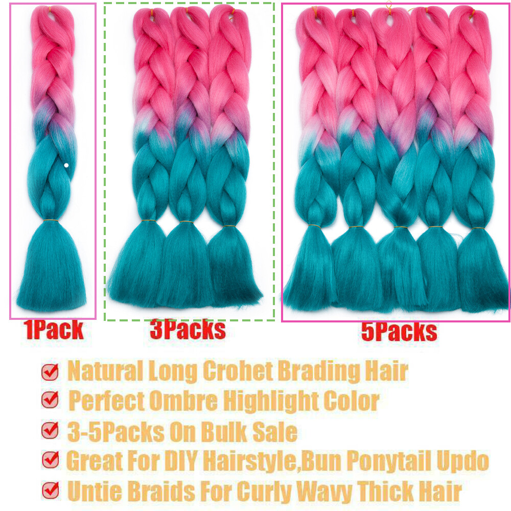 US 24″ Braiding Ombre Afo Jumbo Braids Hair Extension Synthetic For Woman Brown
